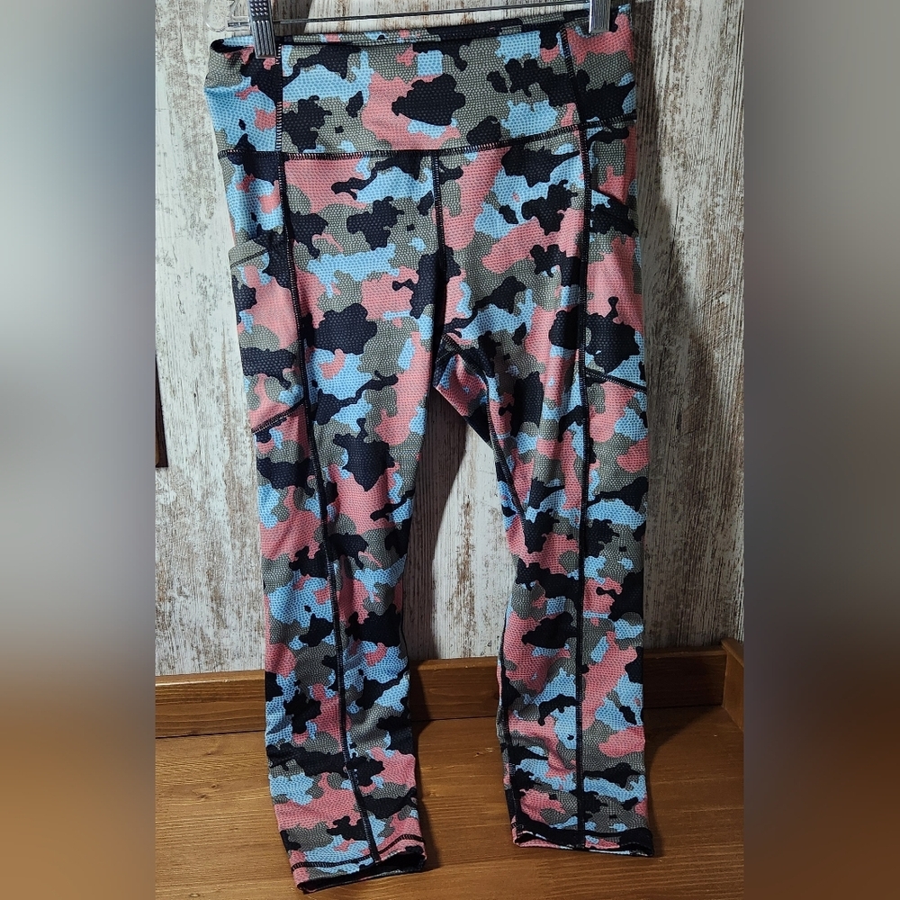 Pro Player Multicolor Camouflage Athletic Leggings Blue Black Pink